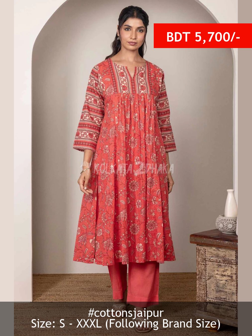 Cottons Jaipur Gulshan Gathered Kurta