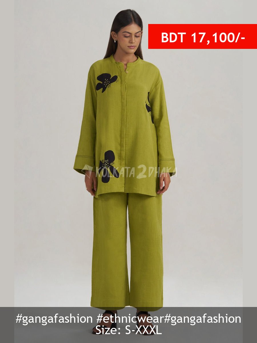 Ganga Fashion Lime Green Botanical Co-ord Set