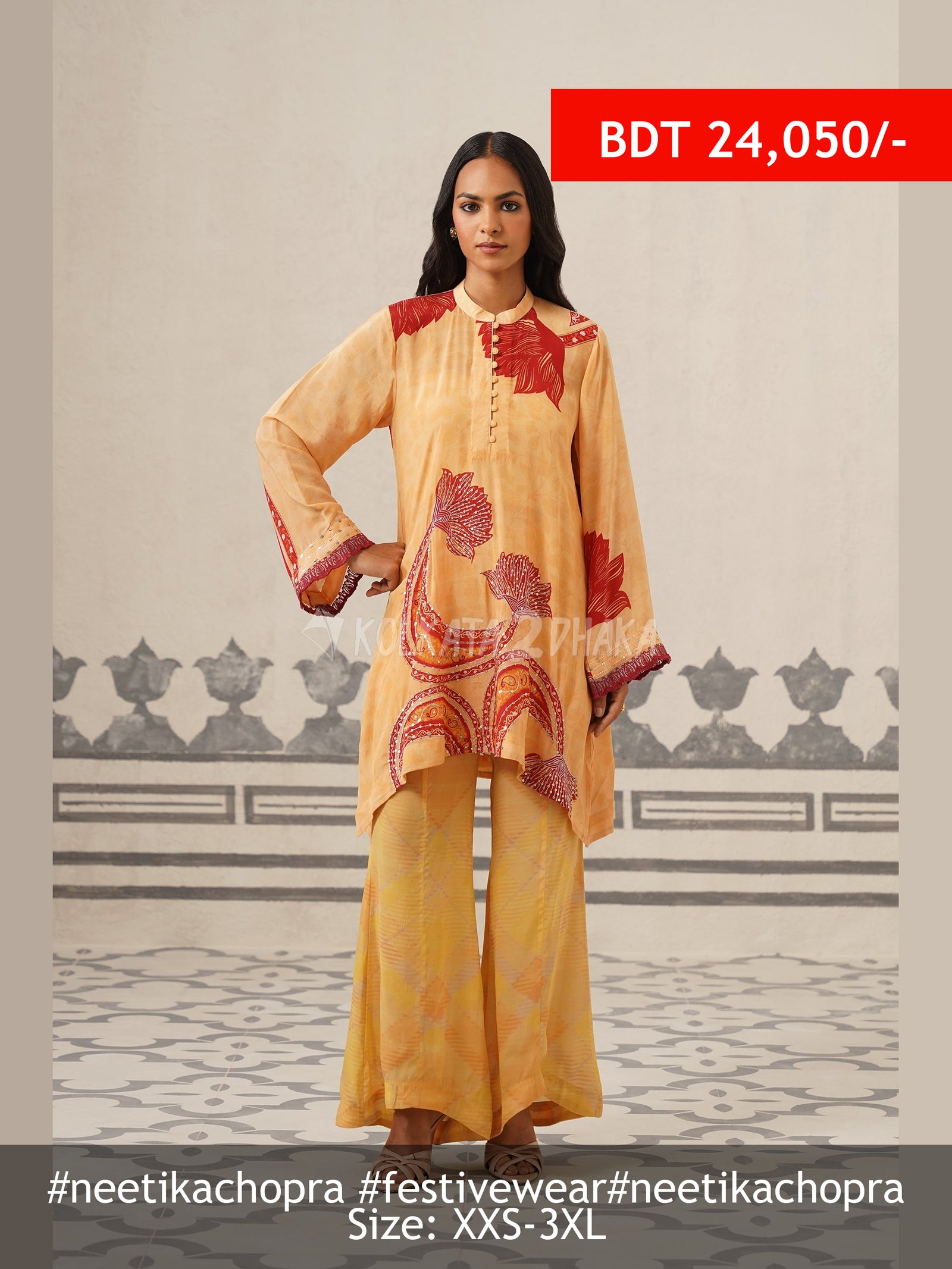 Neetika Chopra Toccy Crepe Printed Embriodered Matching Set