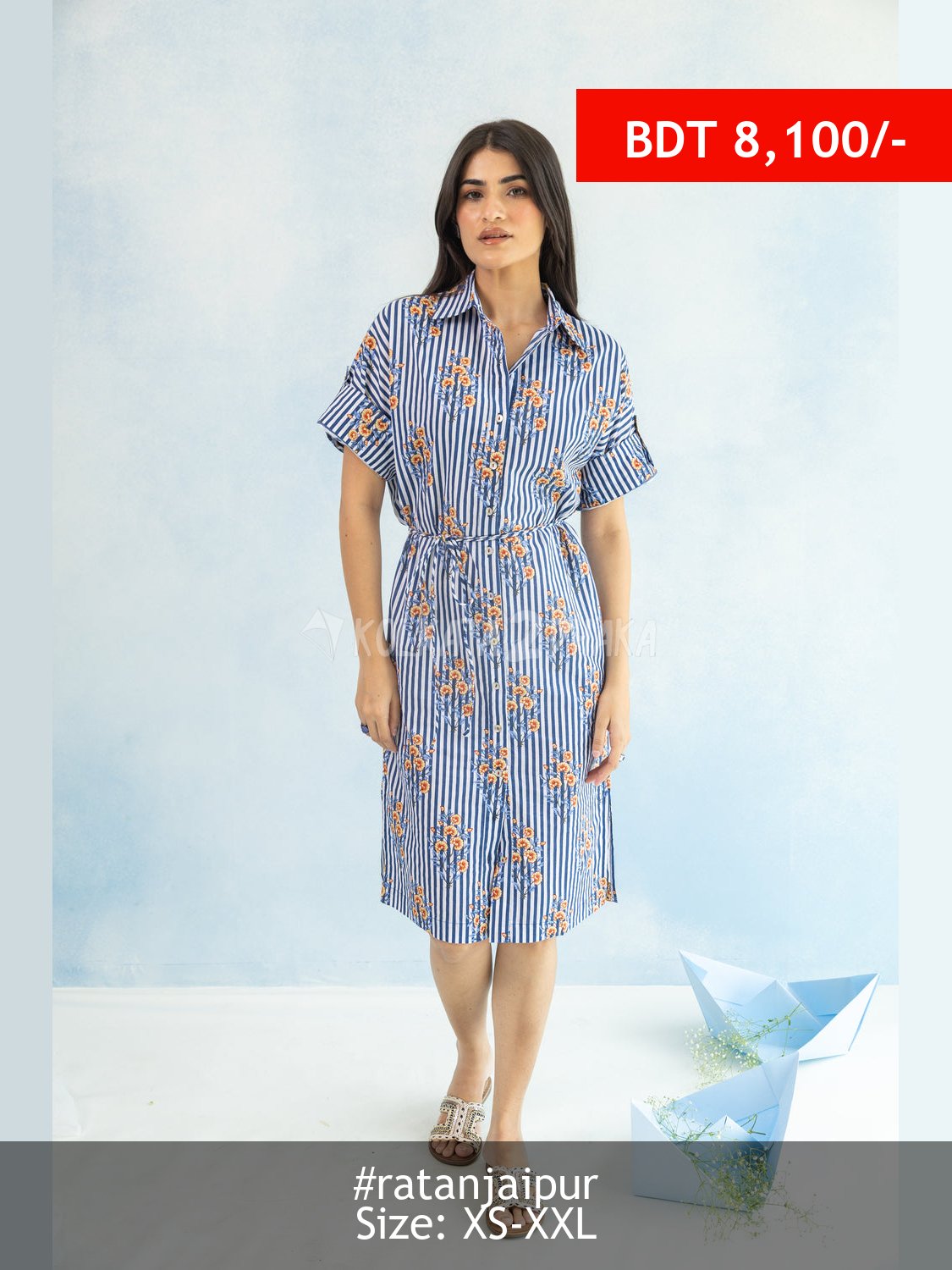 Ratan Jaipur Hako Cotton Shirt Dress – Blue