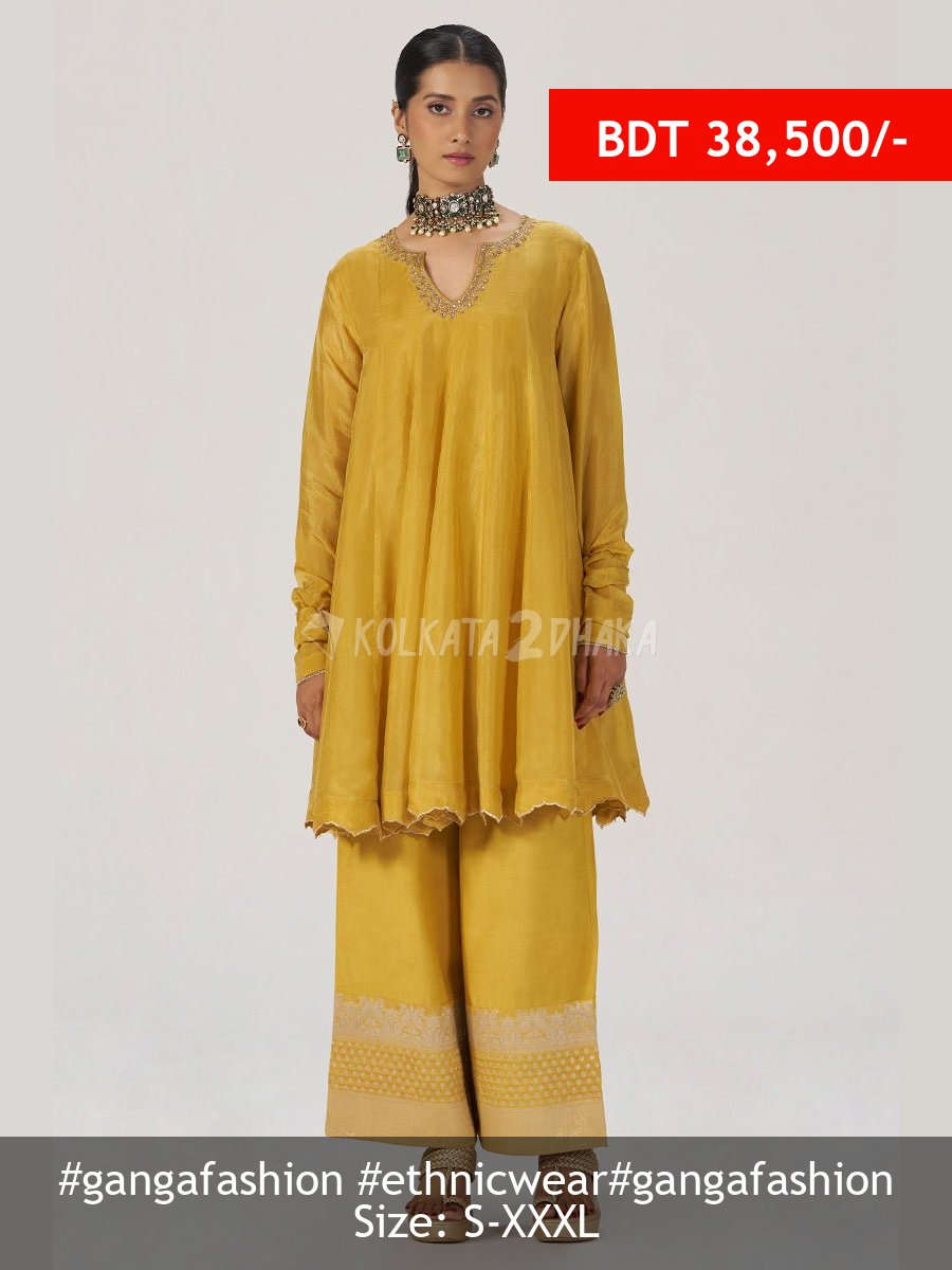 Ganga Fashion Golden Yellow Festive Silk Co-ord Set