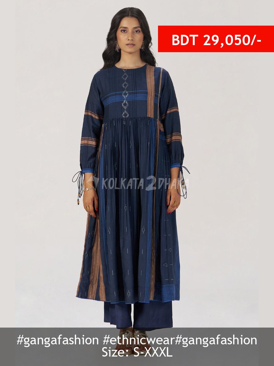 Ganga Fashion Indigo Panelled Festive Co-ord Set