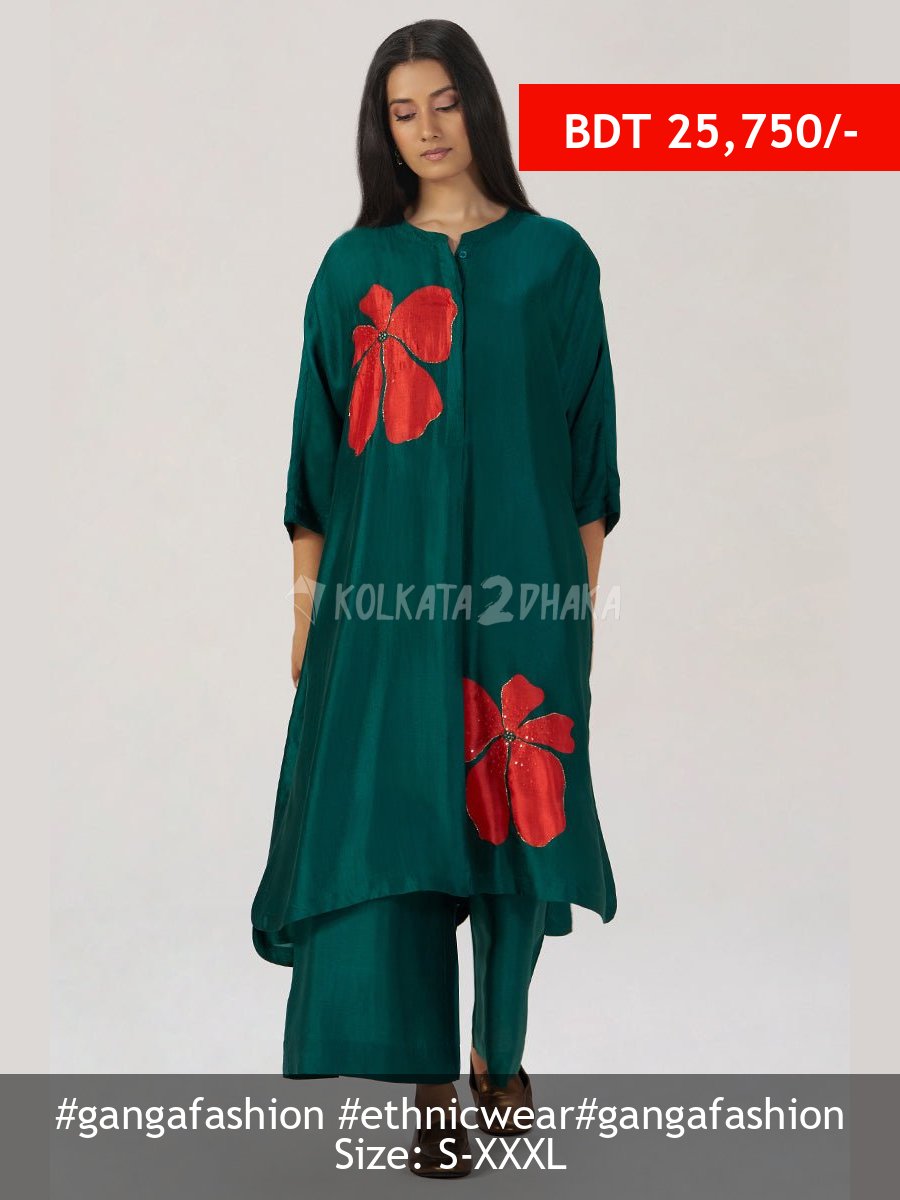 Ganga Fashion Deep Forest Green Silk Festive Co-ord Set