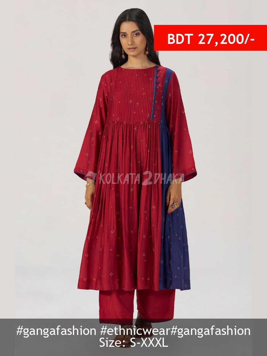 Ganga Fashion Red and Indigo Festive Co-ord Set