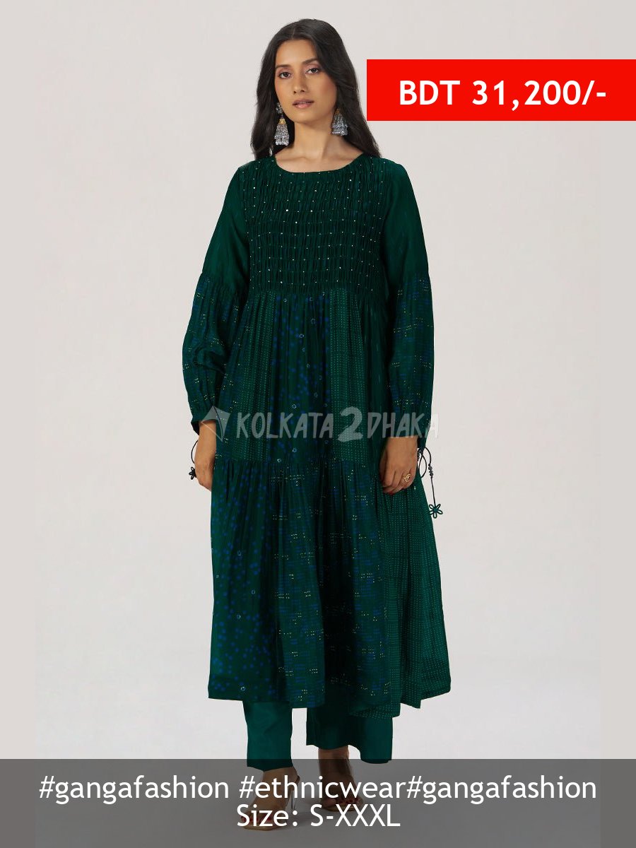 Ganga Fashion Deep Green Panelled Festive Co-ord Set