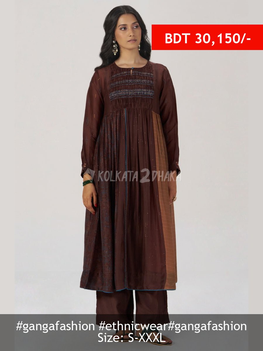 Ganga Fashion Chocolate Mousse Paneled Festive Co-ord Set