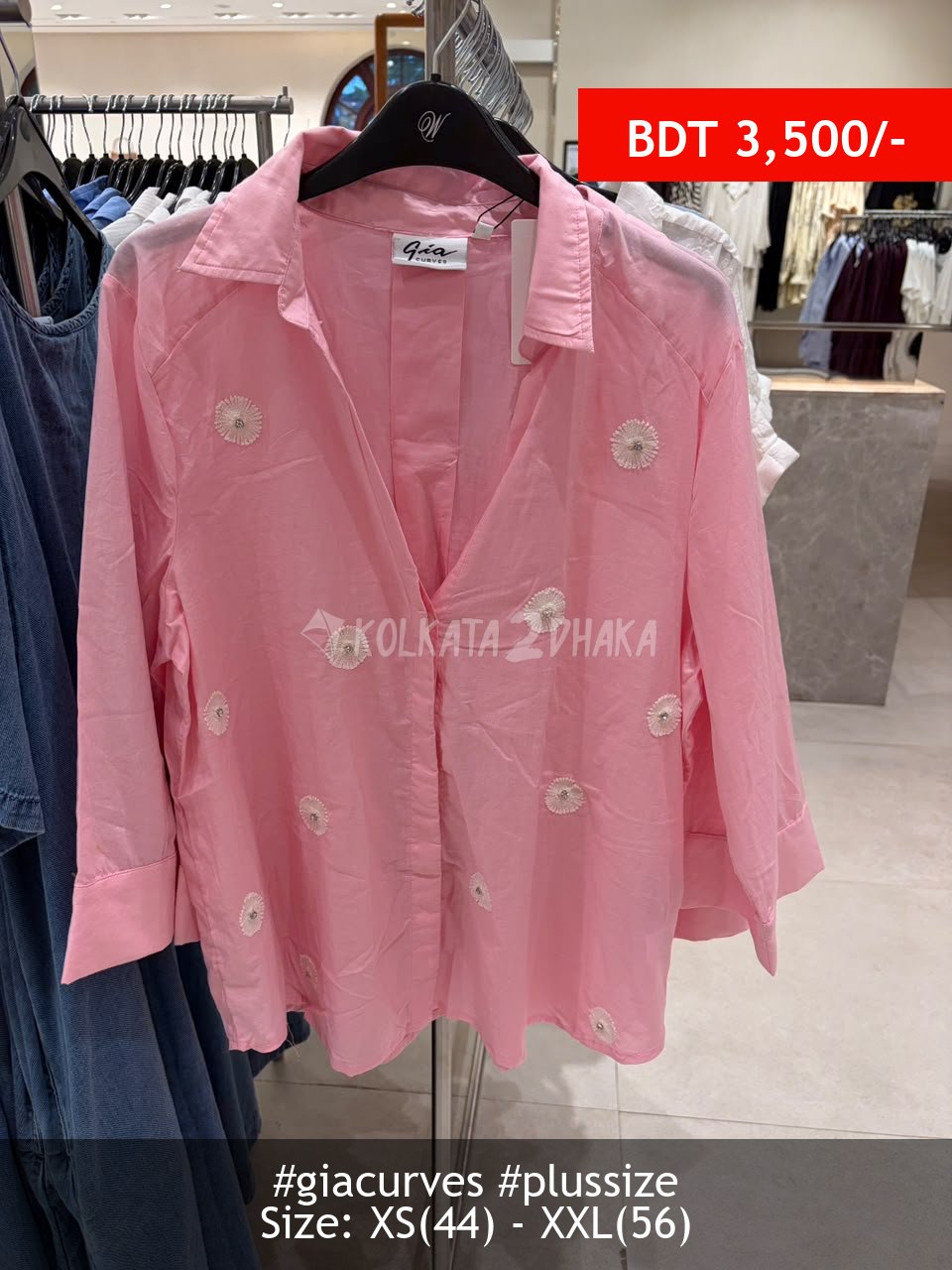 Gia Curves pink shirt