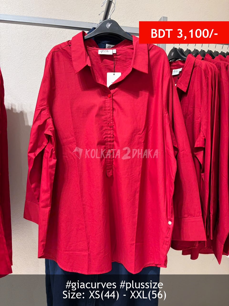 Gia Curves red shirt