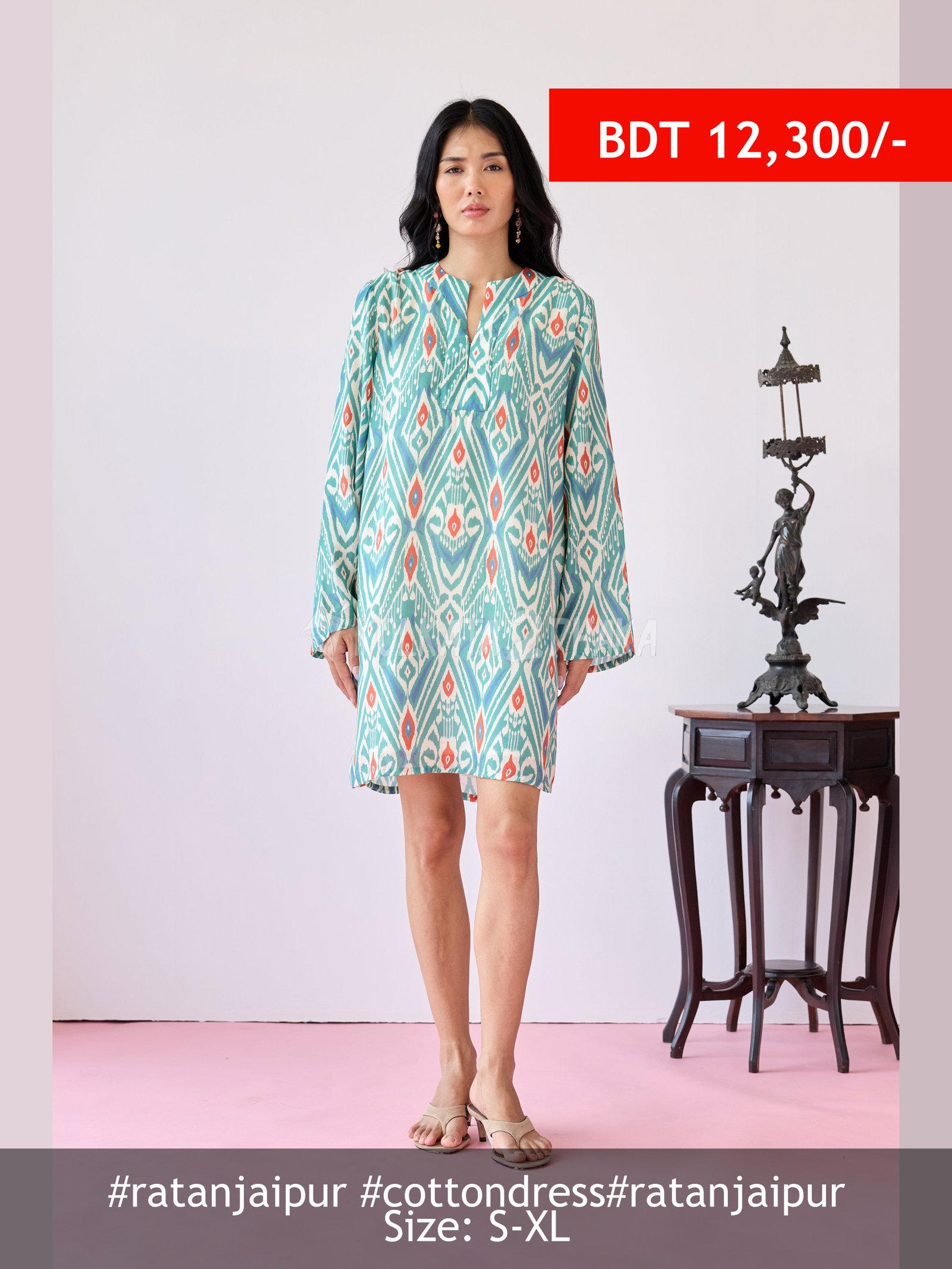 Ratan Jaipur Classic Midi Dress - Sea Green