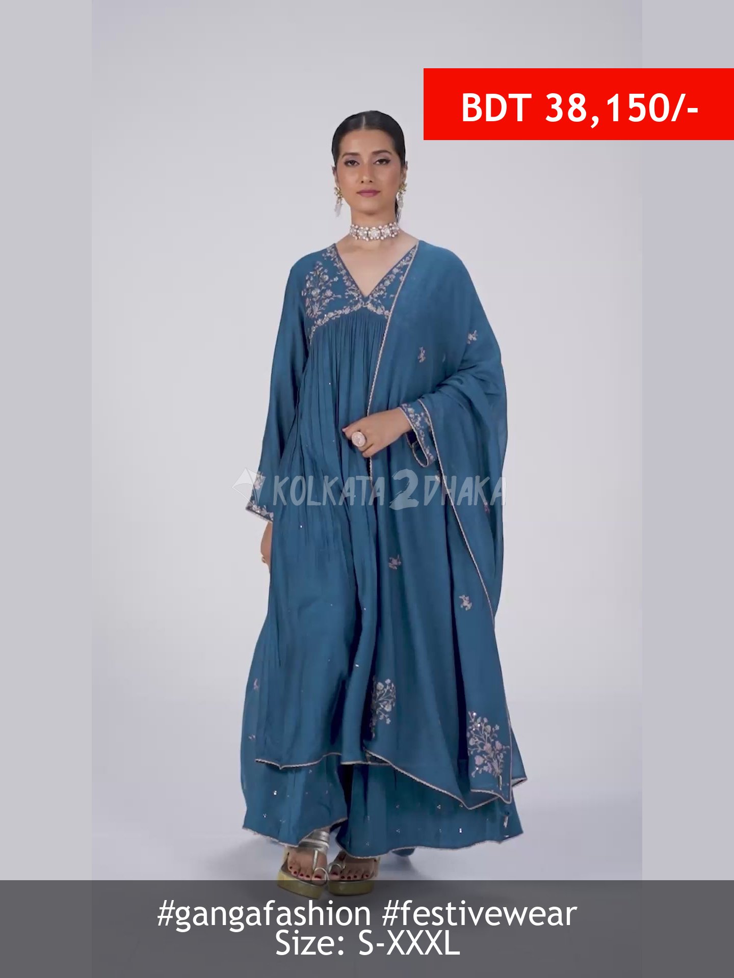 Ganga Fashion Deep Riverside Blue Festive Kurta Set