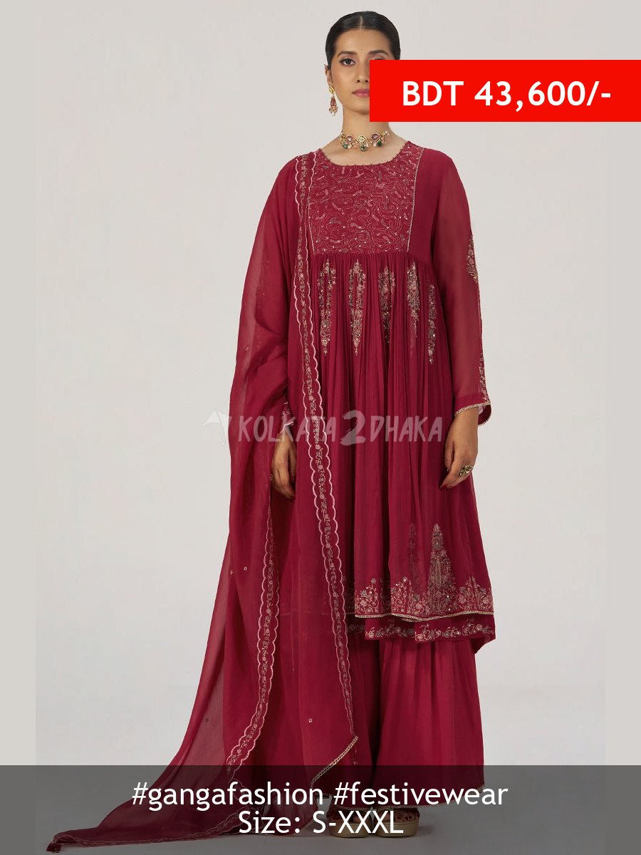 Ganga Fashion Maroon Festive Kurta Set