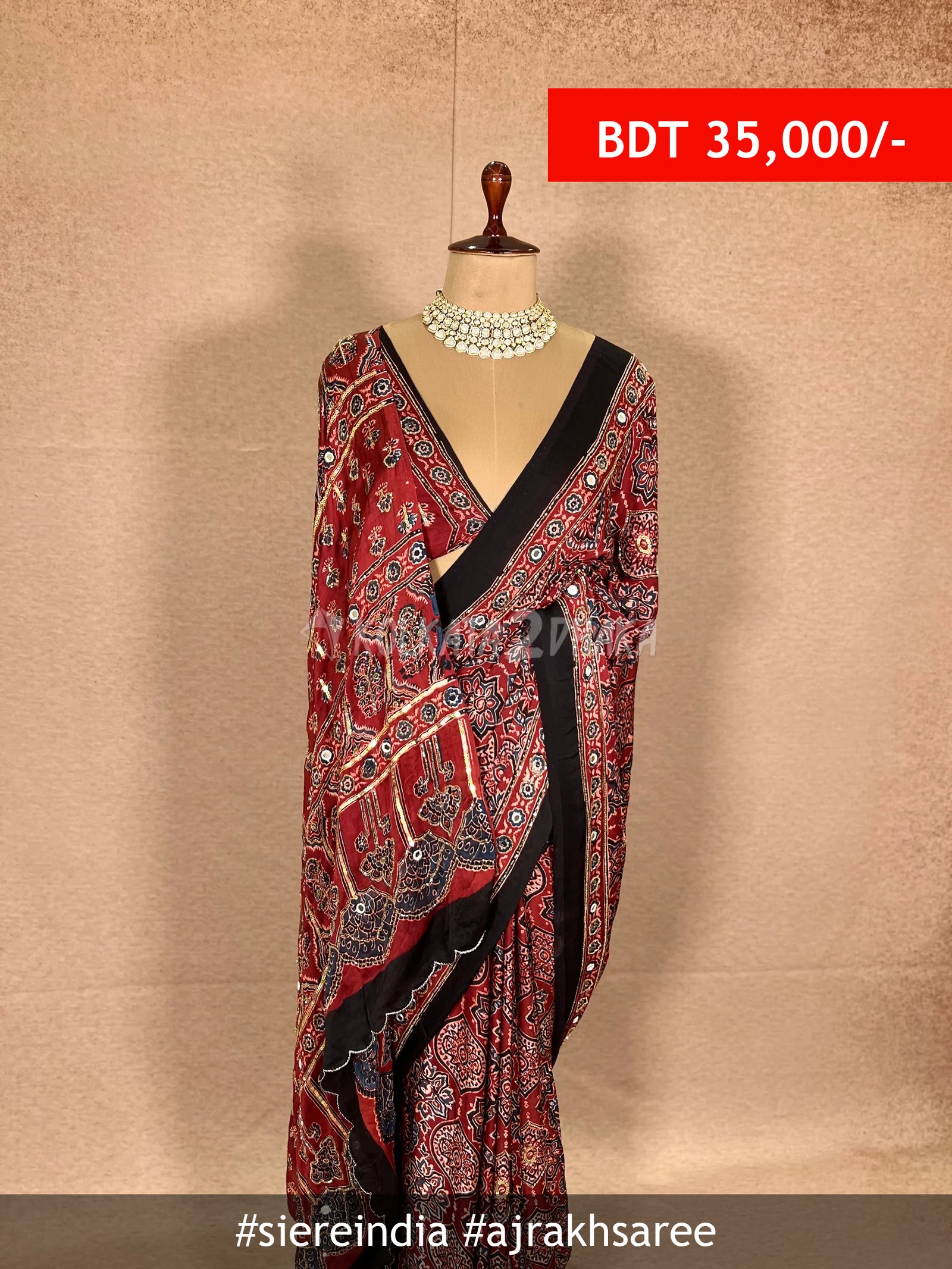 siereindia Ajrakh saree