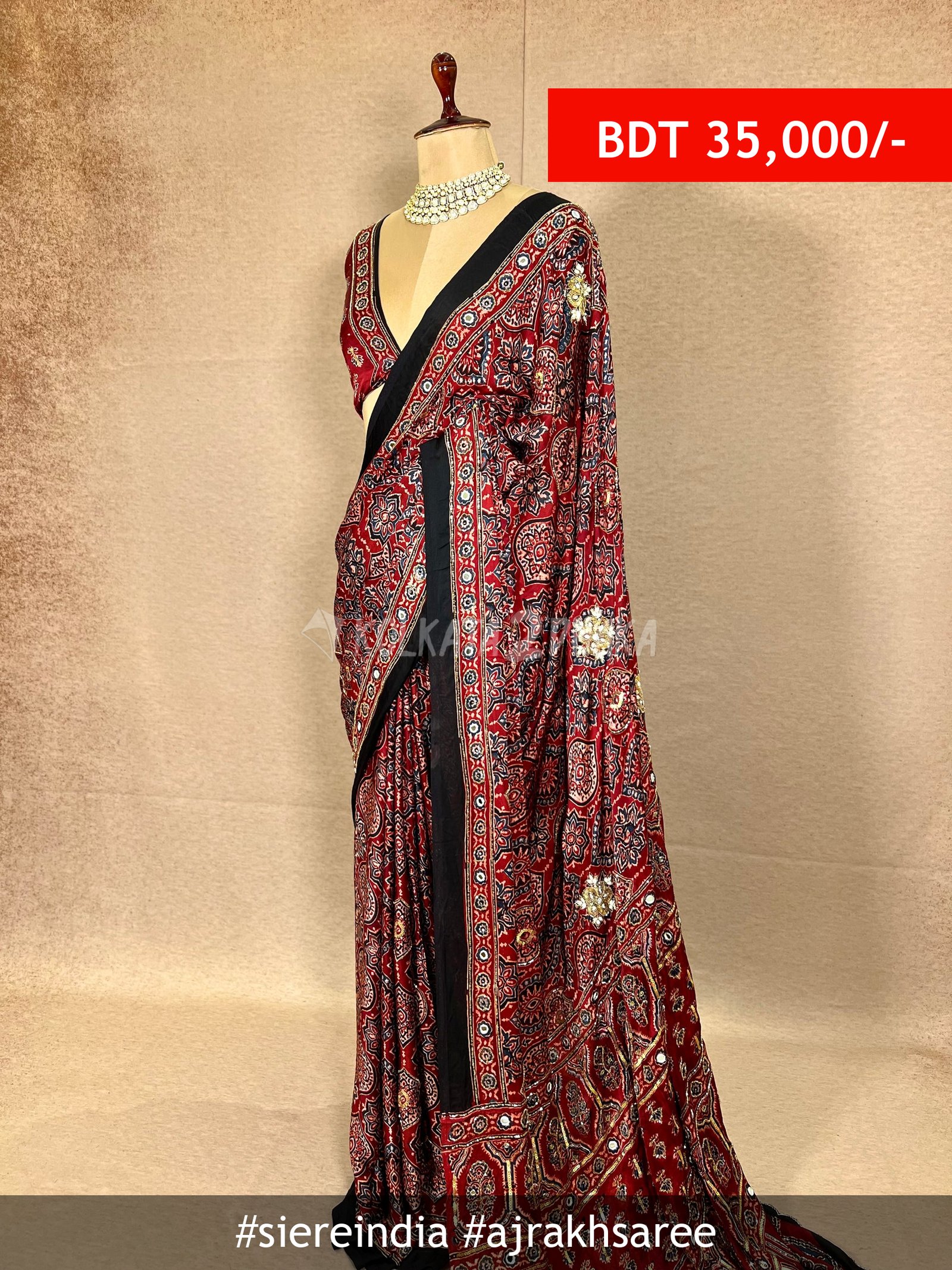 siereindia Ajrakh saree