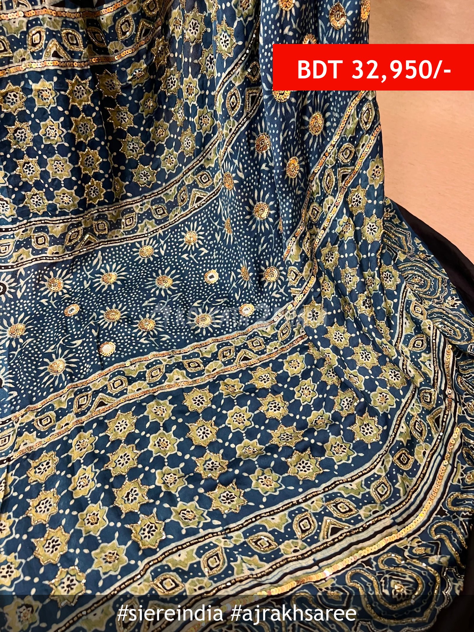siereindia Ajrakh saree