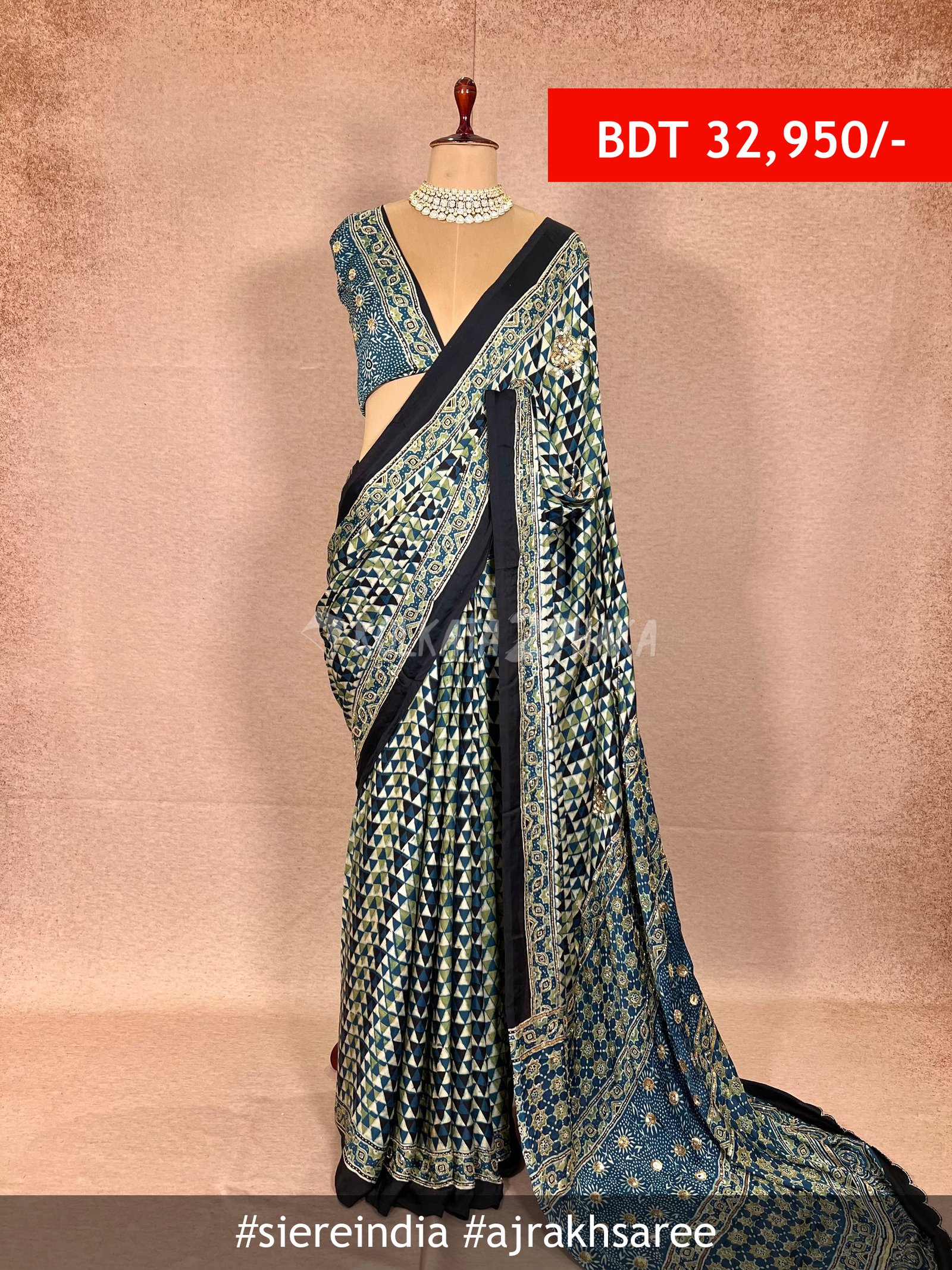 siereindia Ajrakh saree