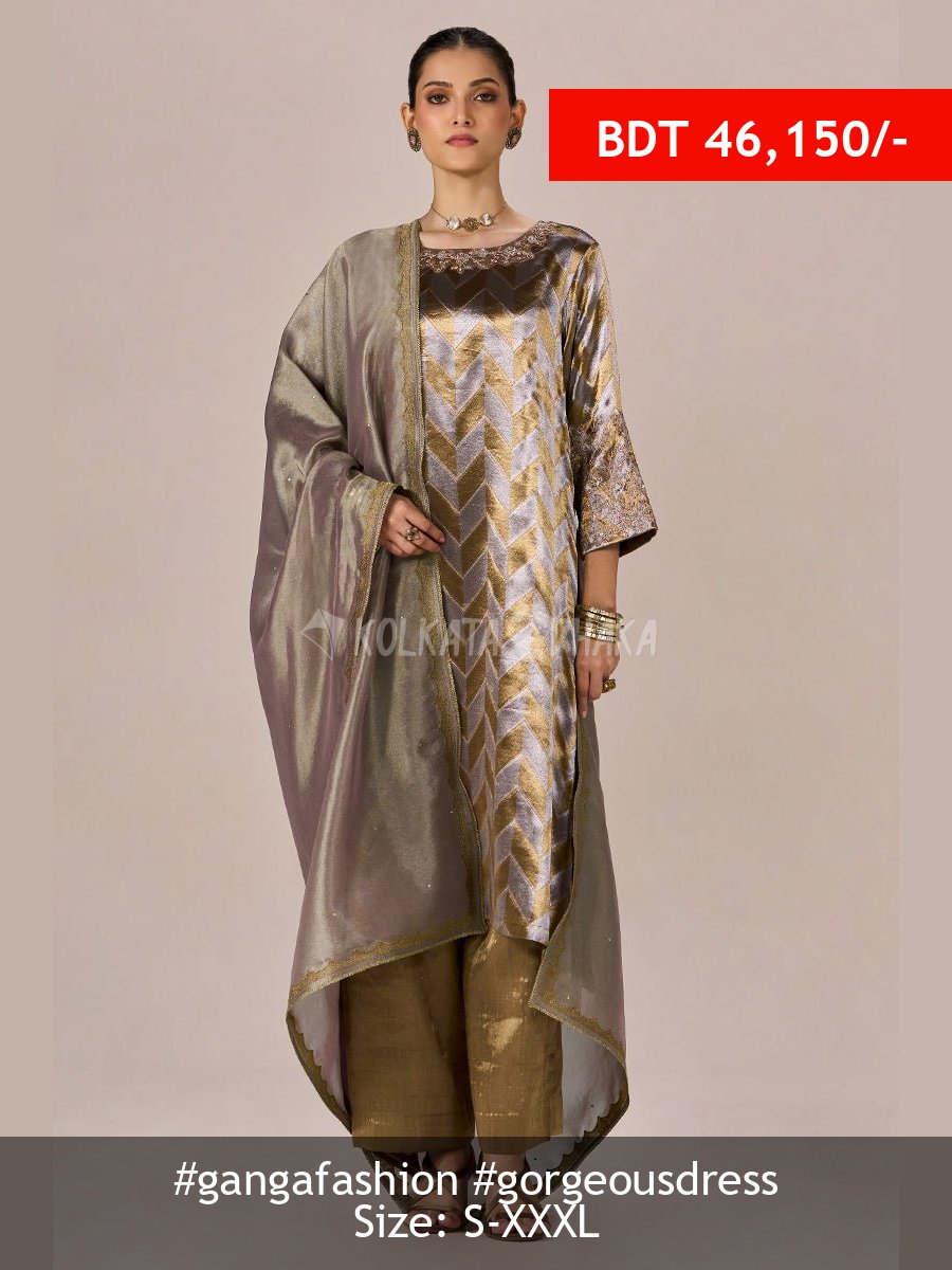 Ganga Fashion Brass and Light Gold Tissue Festive Kurta Set