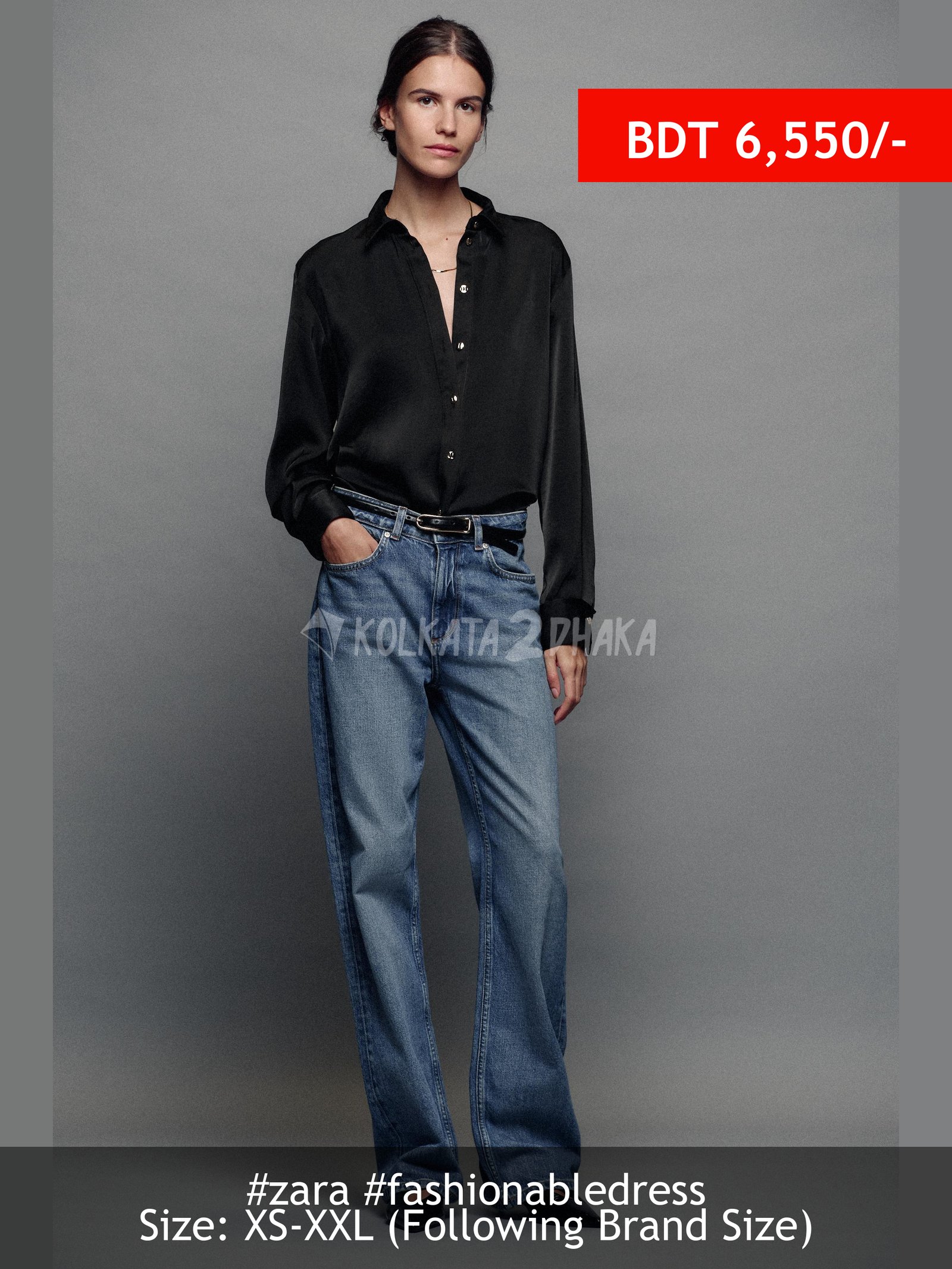 Zara GOLD BUTTON SATIN SHIRT