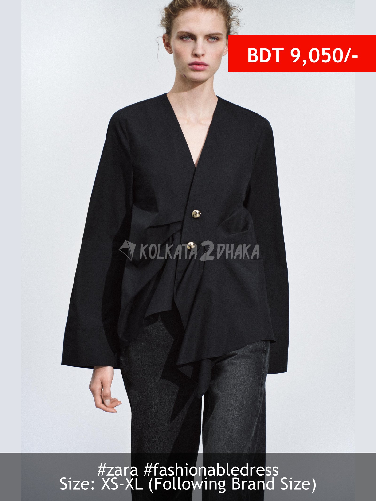 Zara ZW COLLECTION PLEATED SHIRT