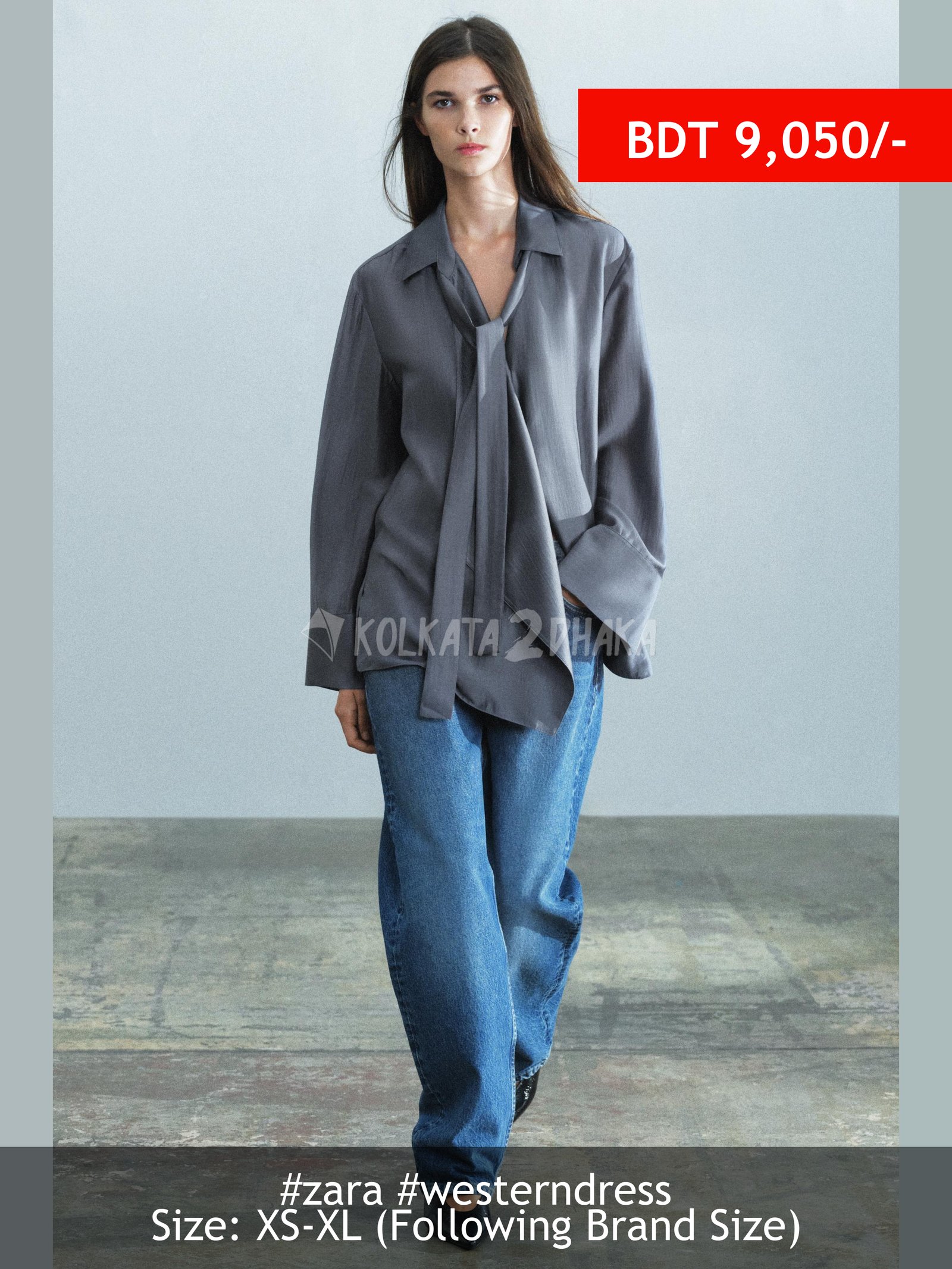 Zara ZW COLLECTION FLOWING TIE SHIRT