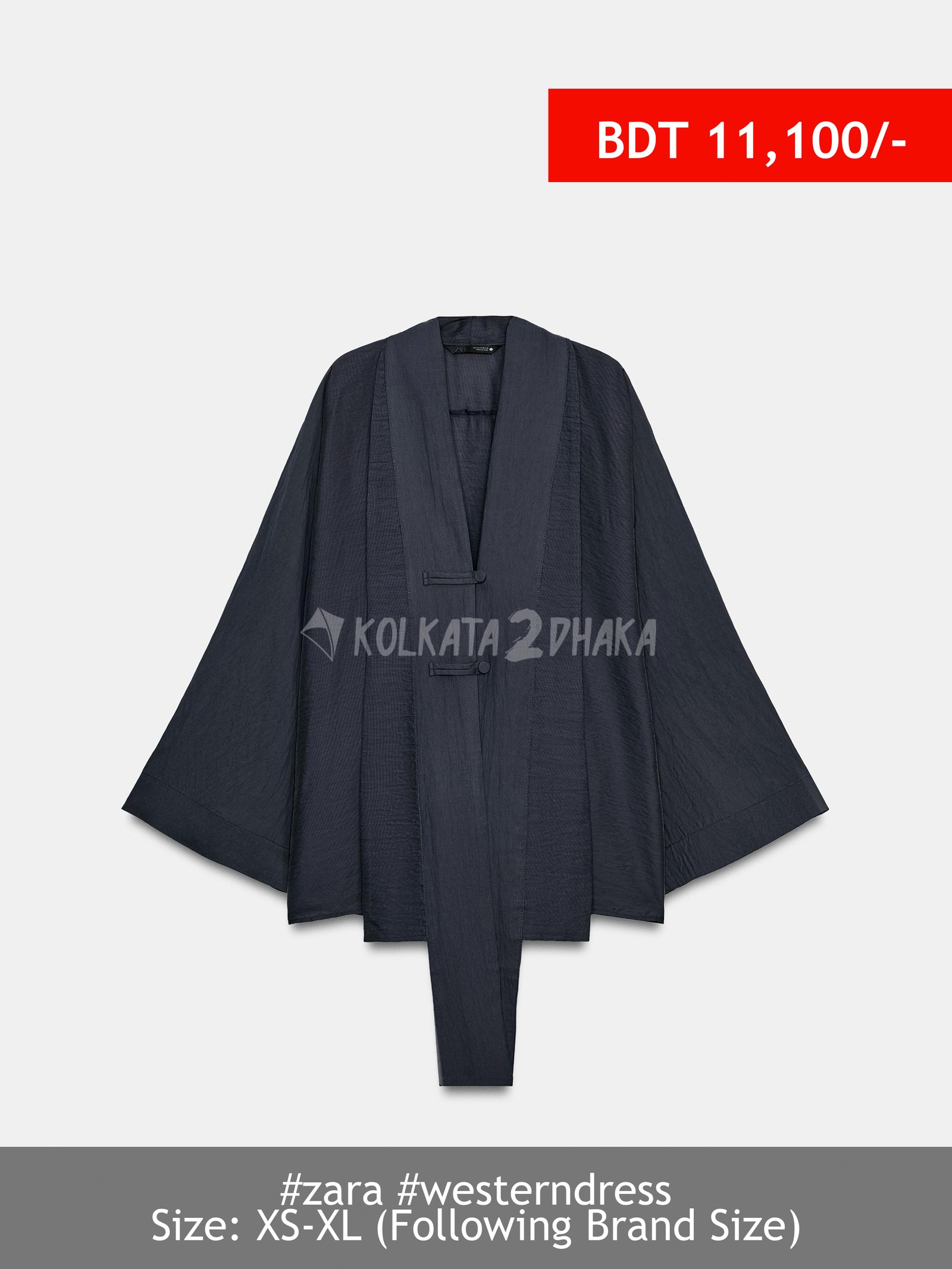 Zara ZW COLLECTION CROSSOVER SHIRT WITH FROG FASTENING
