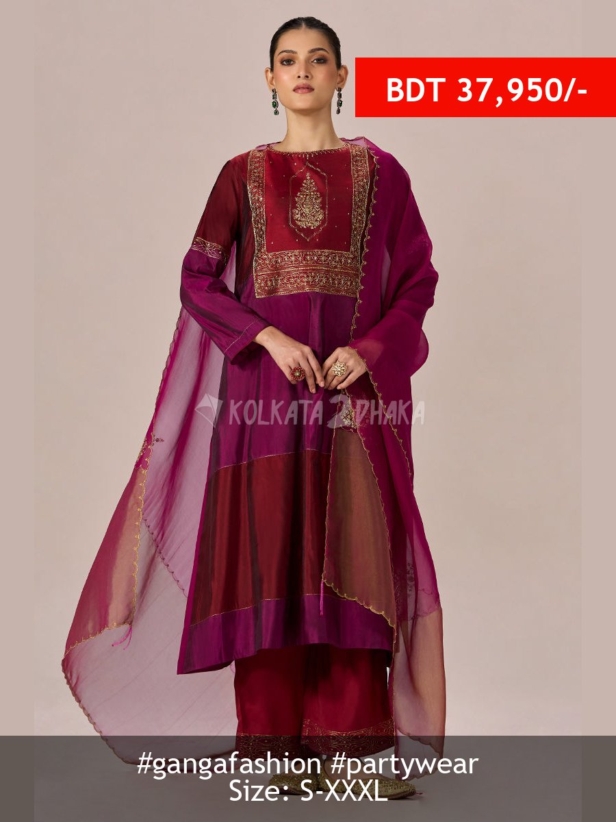 Ganga Fashion Deep Maroon With Deep Plum Festive Kurta Set