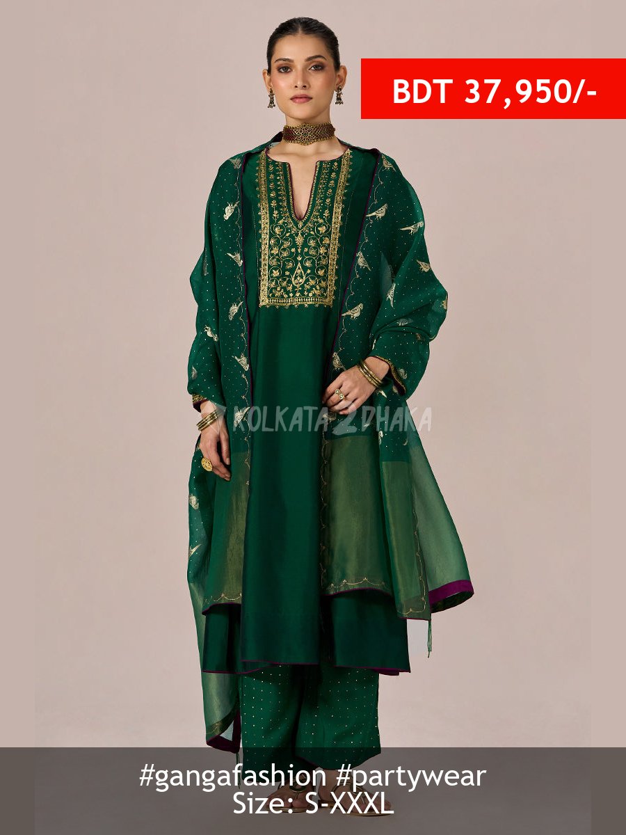 Ganga Fashion Fresh Leaf Green Festive Kurta Set