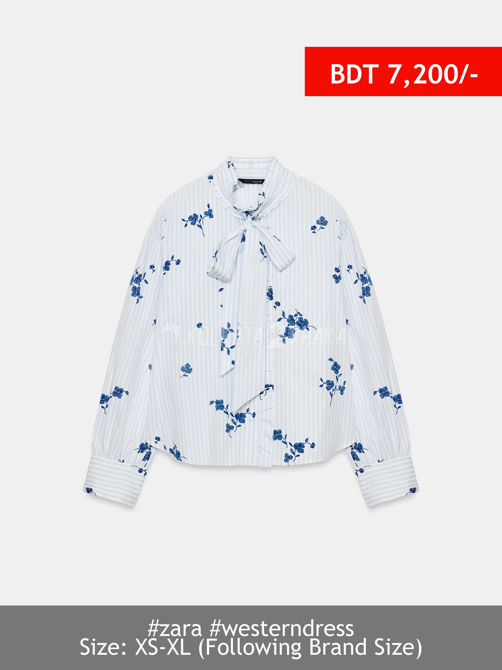 Zara FLORAL PRINT BLOUSE WITH TIED DETAIL