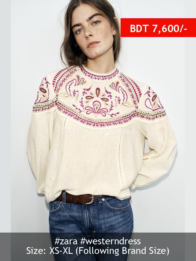 Zara EMBROIDERED BLOUSE
