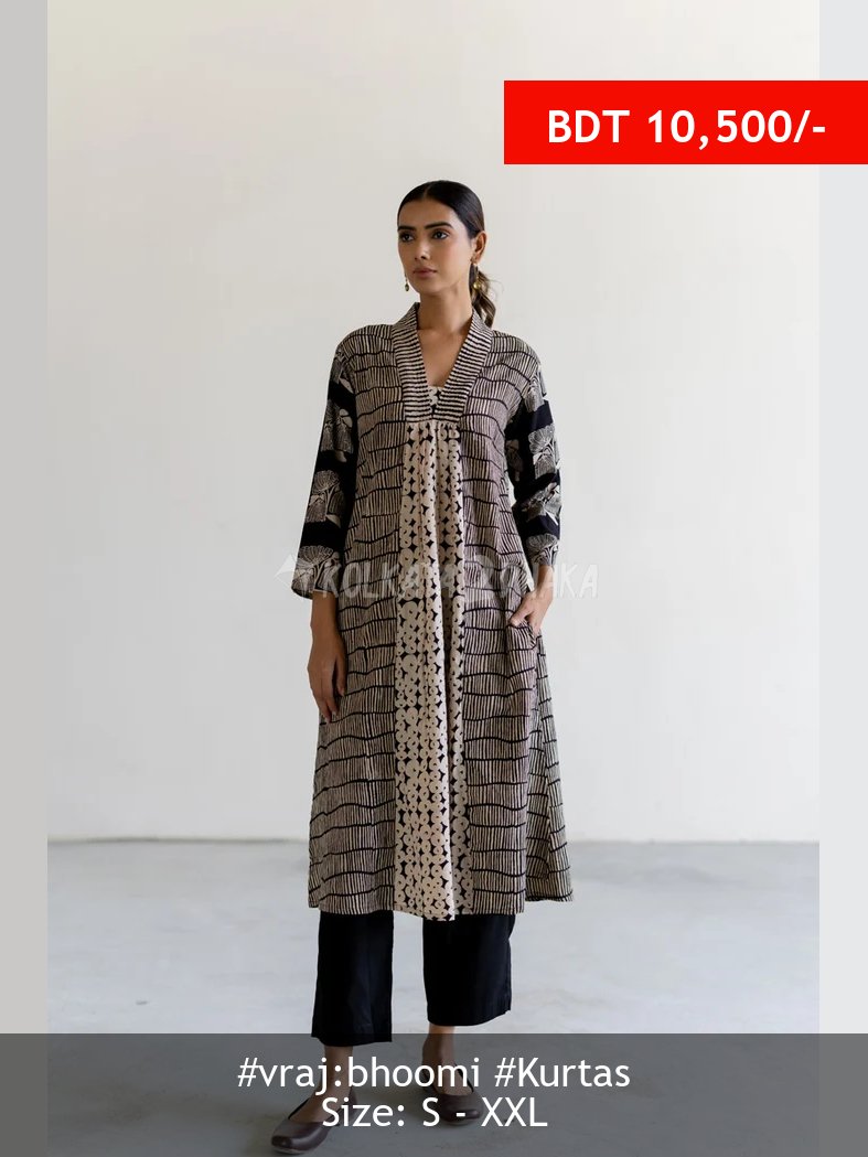 Vraj:Bhoomi black kurta