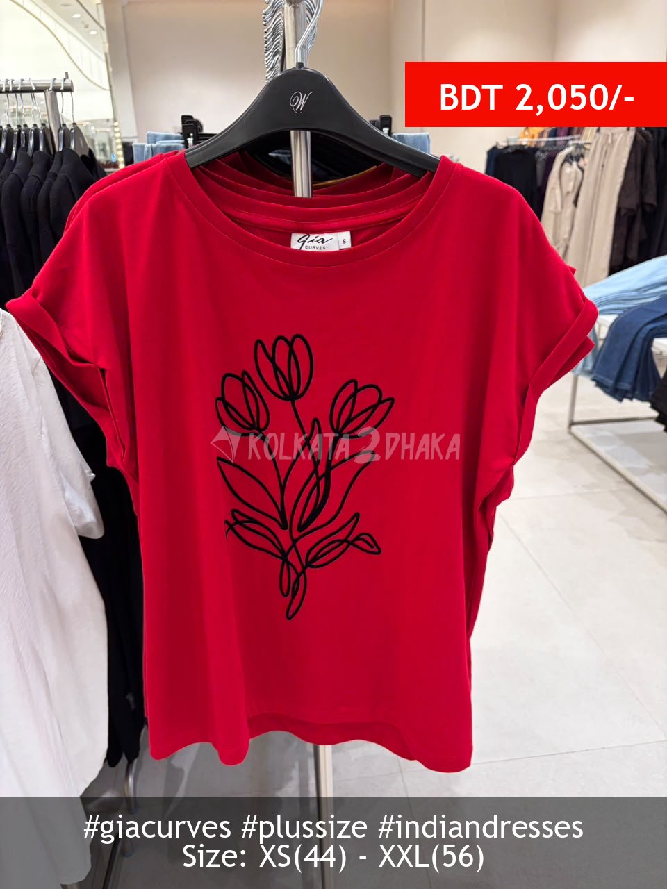 Gia Curves red tshirt