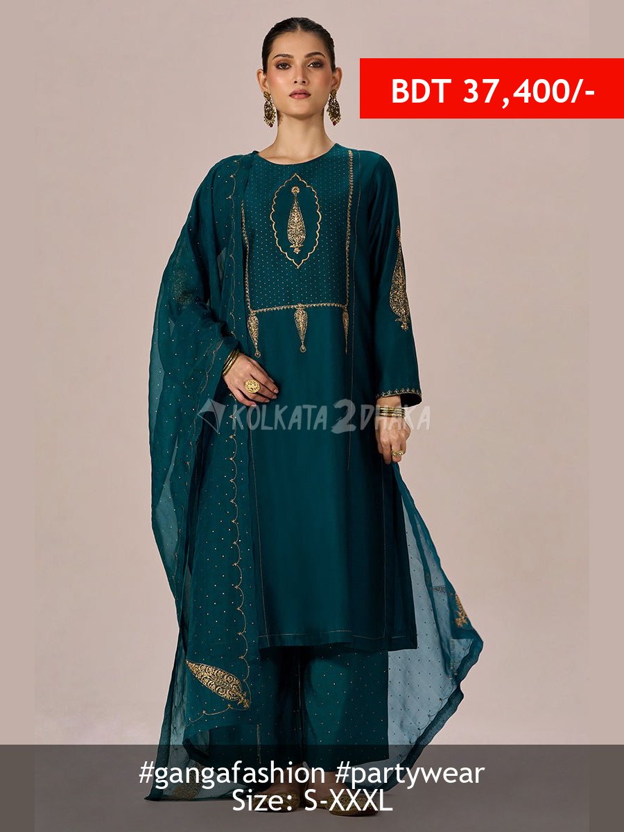 Ganga Fashion Deep Teal Festive Kurta Set