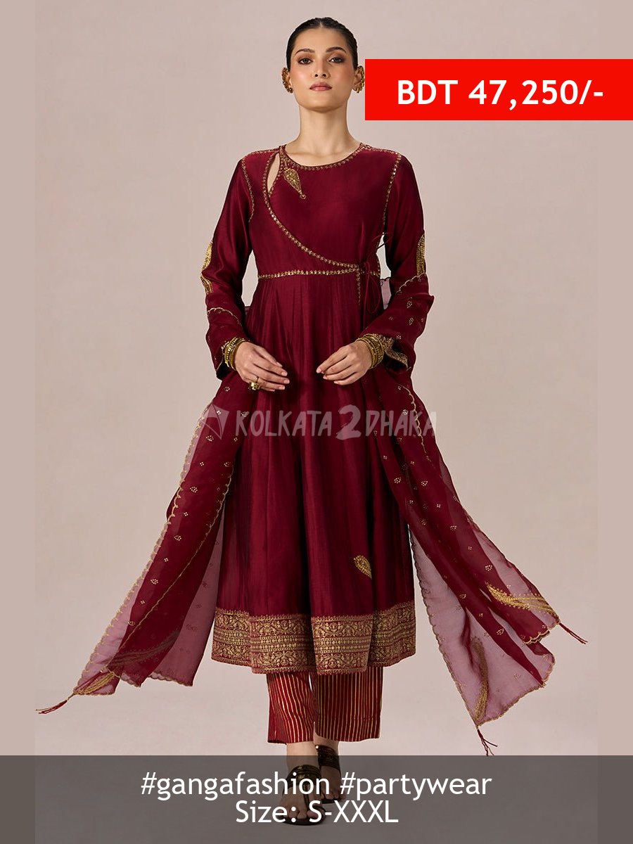 Ganga Fashion Garnet Red Festive Anarkali Set