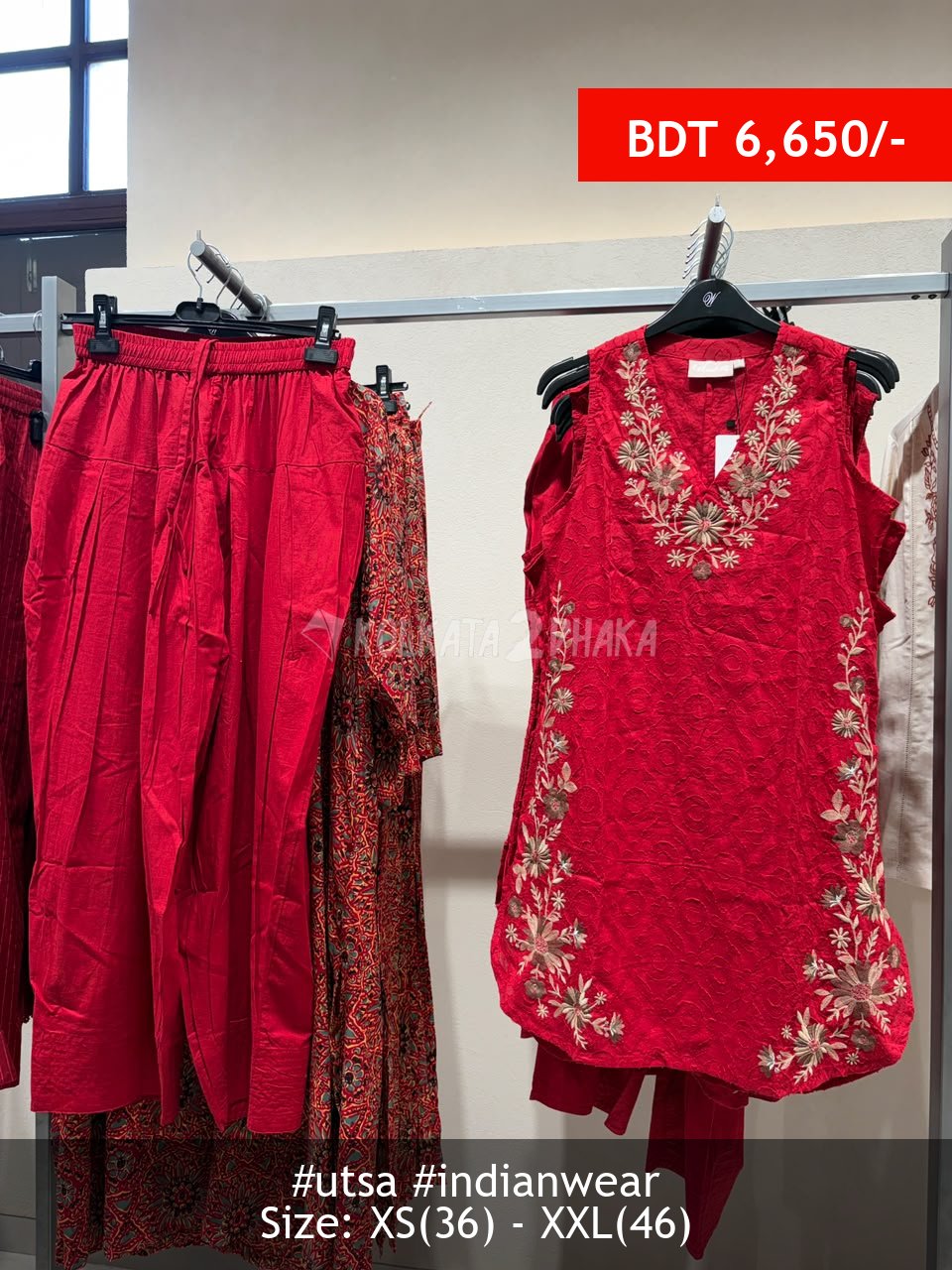 Utsa red kurta set