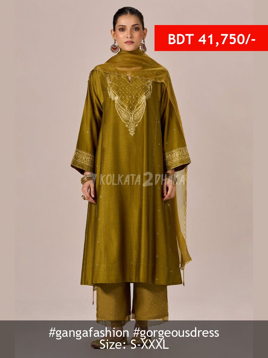 Ganga Fashion Golden Brown Festive Kurta Set