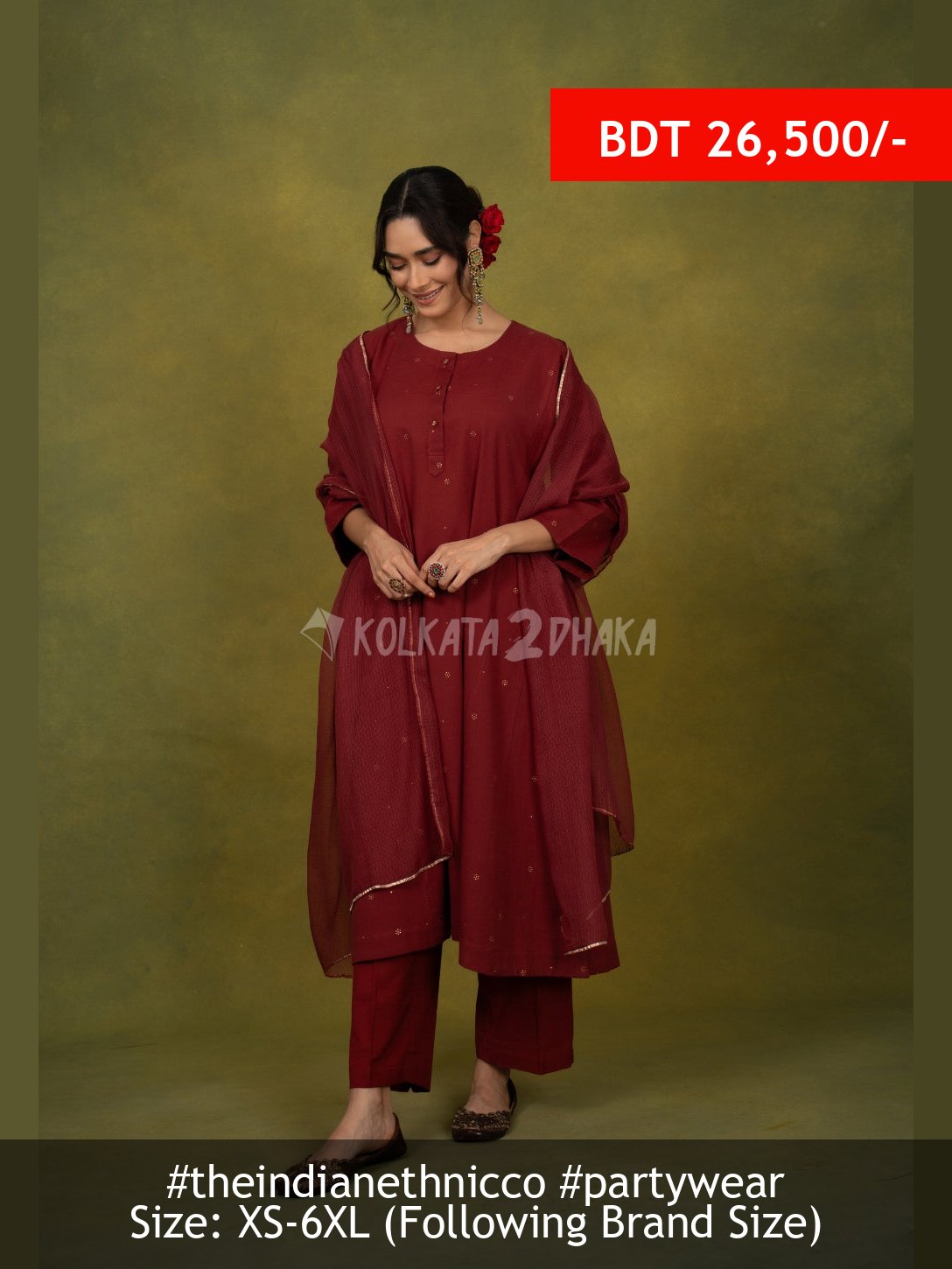 The Indian Ethnic Co Handblock Printed Cotton Jhabbha Kali Suit Set (Set of 3)