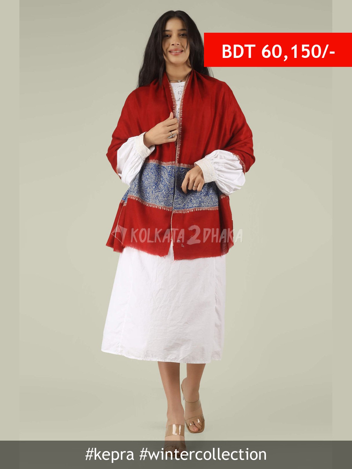 Kepra Ruby Red Nimat Paladaar Pashmina Sozni Stole