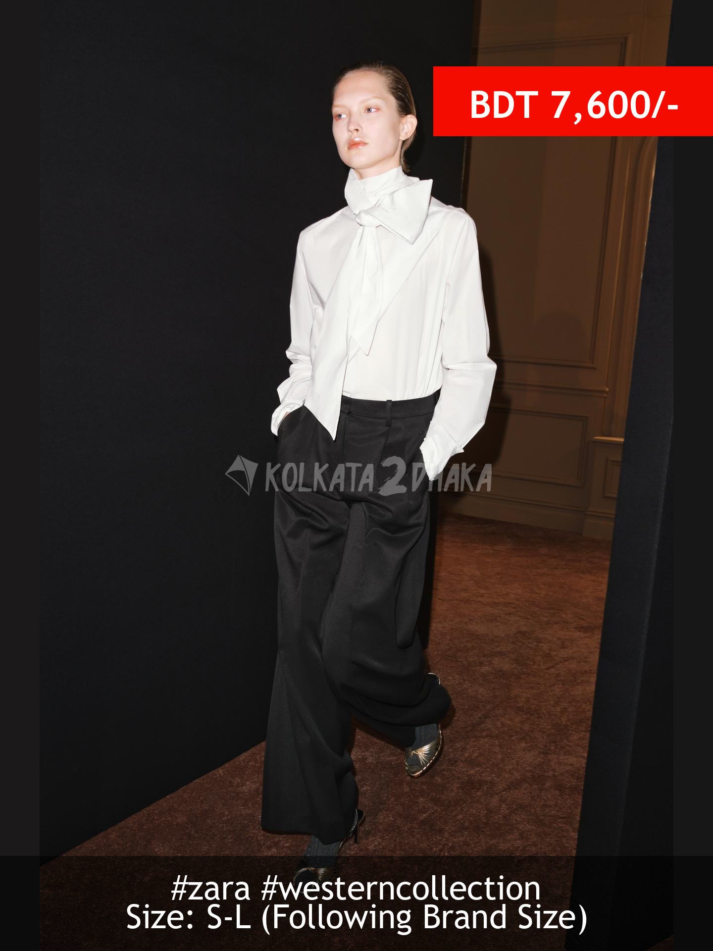 Zara ZW COLLECTION POPLIN SHIRT WITH BOW