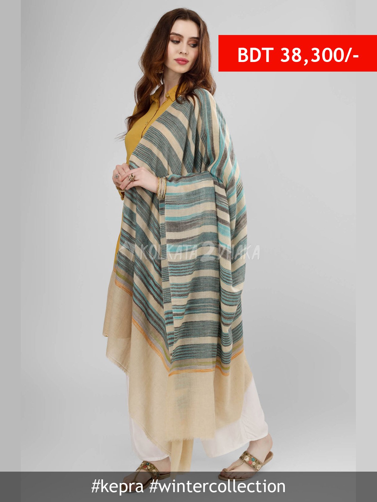 Kepra Mayassar Ikkat pashmina shawl