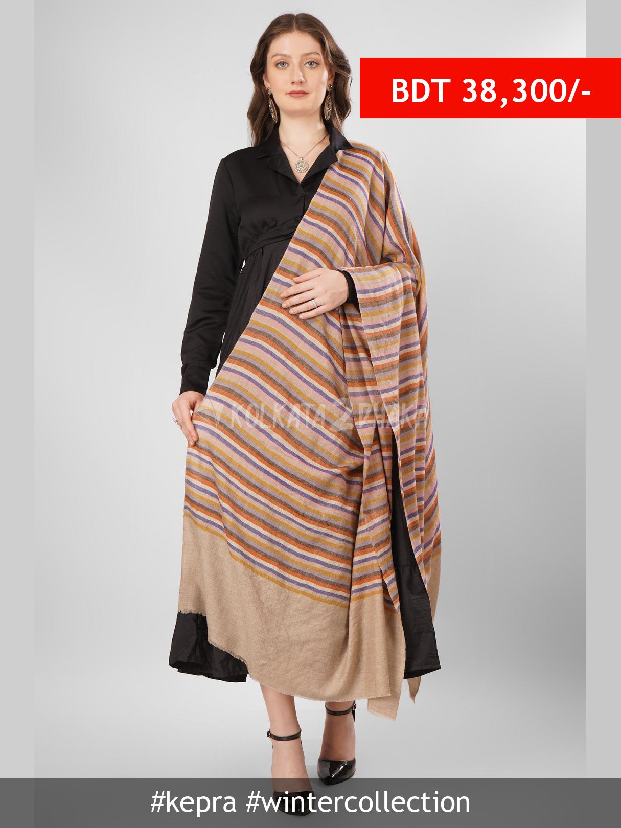 Kepra Pashmina Samira Green Woven Shawl