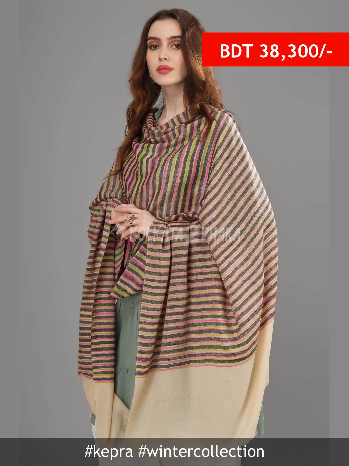 Kepra pashmina multiple color stripes shawl