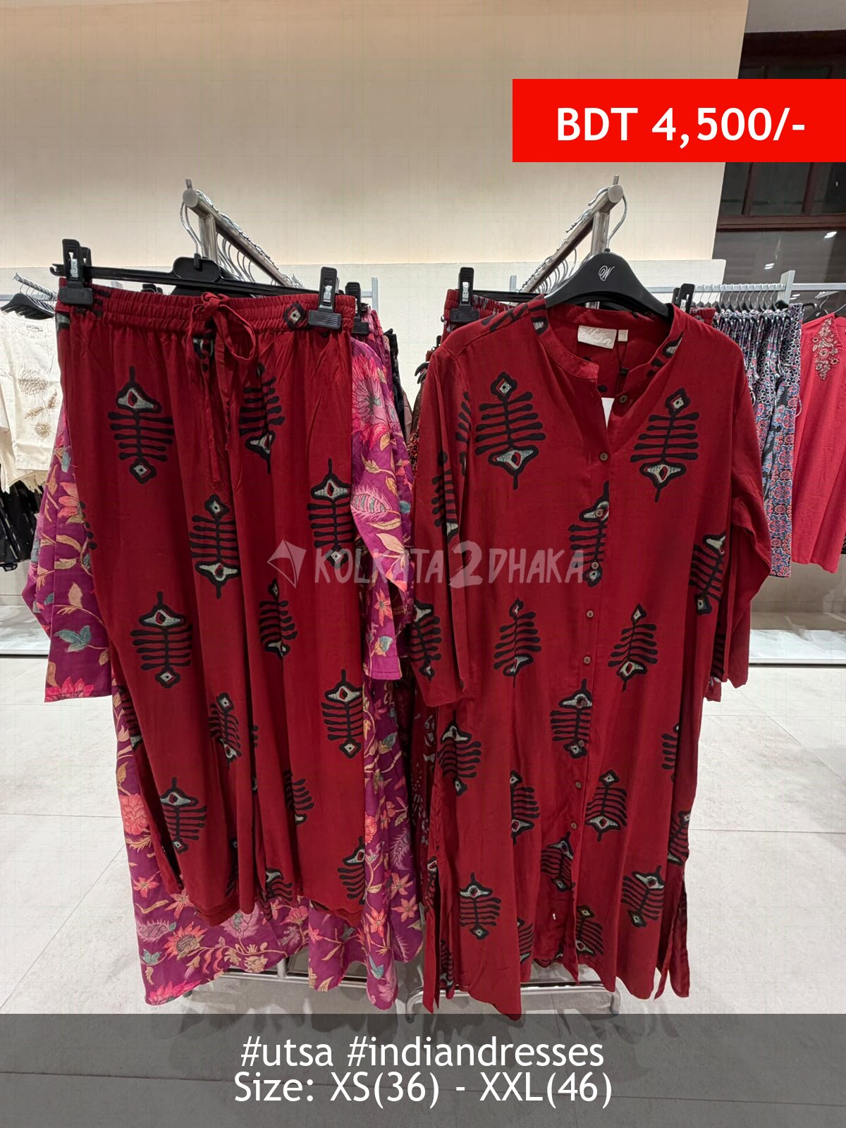 Utsa Red Kurta Set