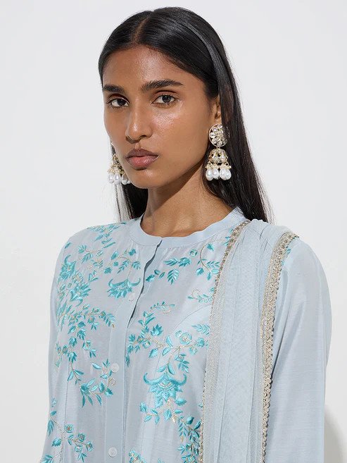 Vark Light Blue A-Line Salwar Suit