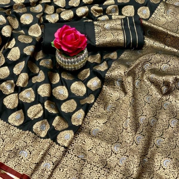 Kanchipuram Concept Katan Silk Saree - Black